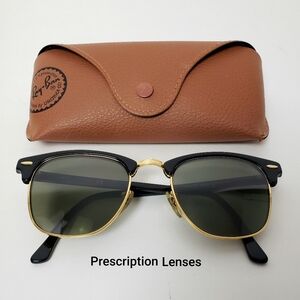 Ray Ban Clubmaster RB3016 51□21 Eyeglasses Black & Gold Frame Prescription RX